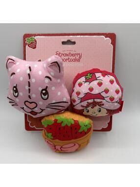 Strawberry Shortcake 3 Pack Dog Toys Stuffed With Squeaker New With Tags